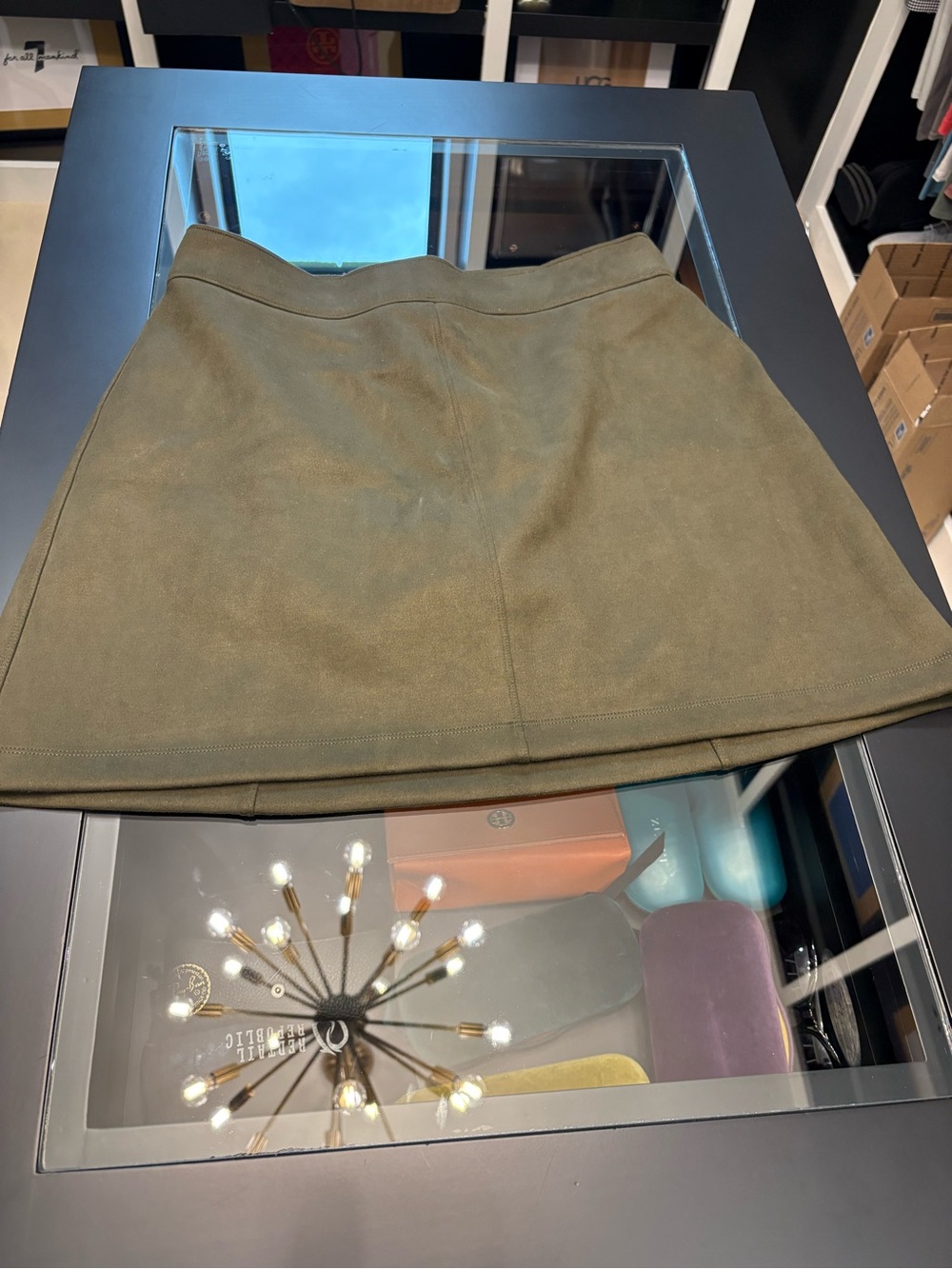 SPANX Olive Green A-Line Midi Skirt